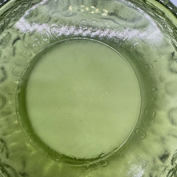 Vintage EO Brody Co. Olive Glass Crinkle Textured Vase Planters - Picture 7 of 9